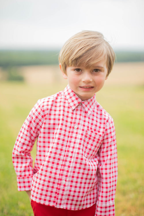 Red Gingham Dress Shirt