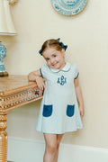 Richmond Aline Dress - Light Blue with Navy