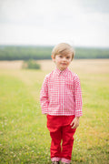 Red Gingham Roll-Up Pants