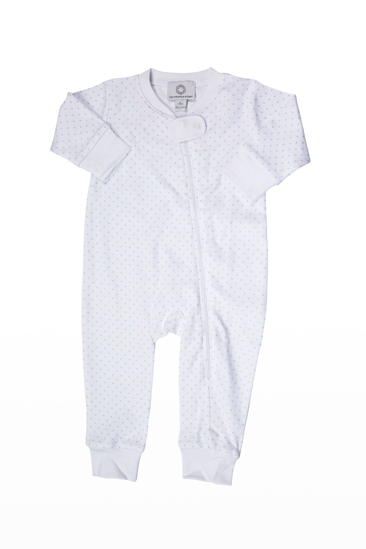 Blue Dots Zipper PJ (no feet)