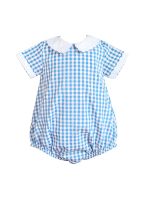 Sky Blue Gingham Boy Bubble