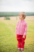 Red Gingham Roll-Up Pants