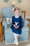 Tatum Twirl Dress - Navy with Pink Bow