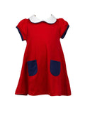 Richmond A-line Dress - Red with Navy