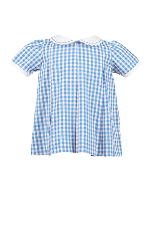 Sky Blue Gingham Pleat Dress