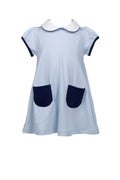 Richmond Aline Dress - Light Blue with Navy