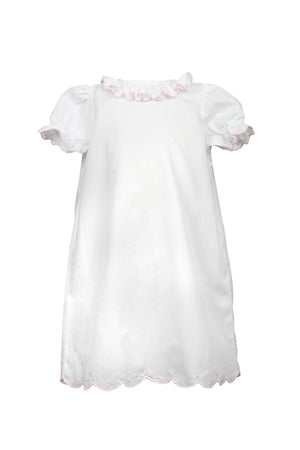 White Day Gown with White Scallop Ruffle and Hat by Baby Sen main image 0